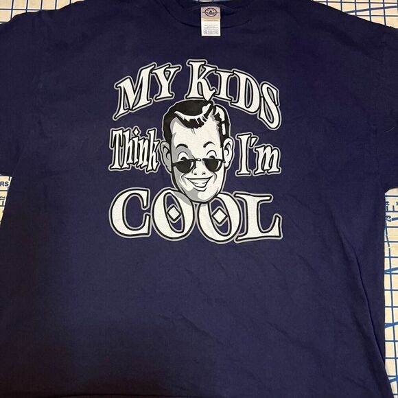 My Kids Think I'm Cool Grapgic T-Shirt Navy Short Sleeve Shirt Alstyle Apperal - Picture 6 of 7